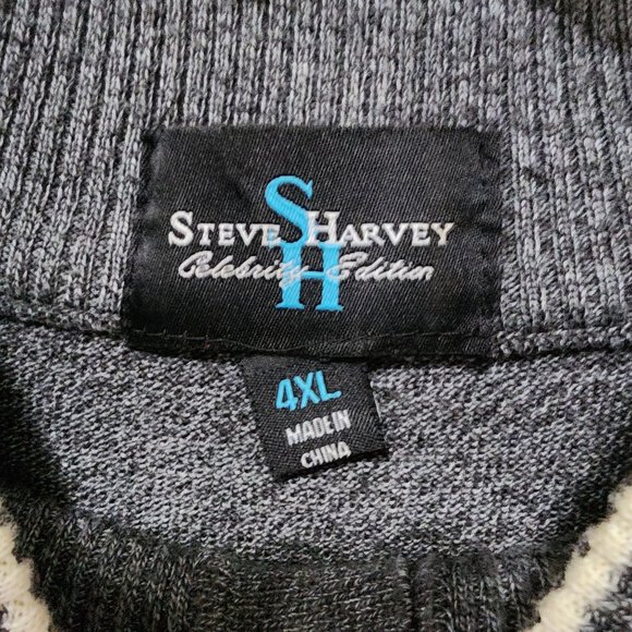 Steve Harvey Celebrity Editions Mens Sweater 4XL Grey Striped Big and Tall - Picture 4 of 4